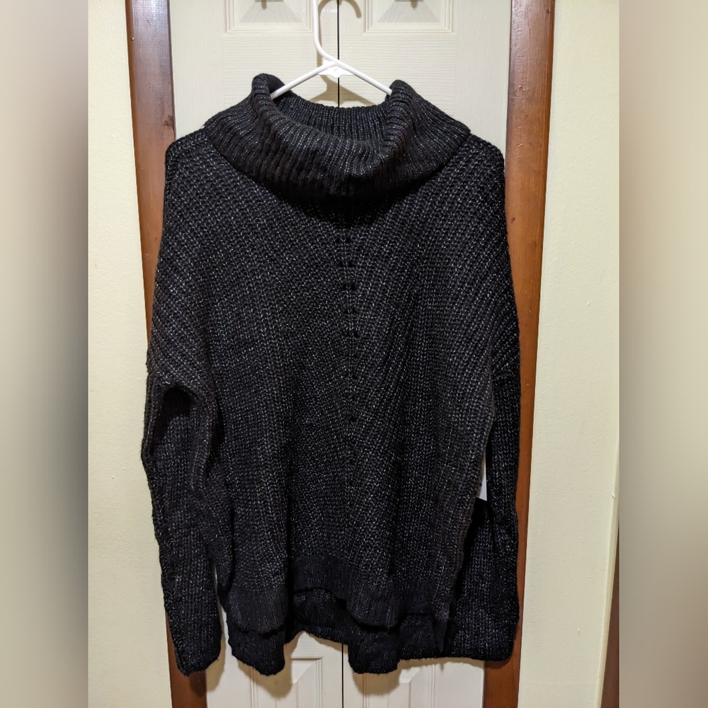 🩶 Time and Tru Black Cozy Knitted Sweater Cowl Neck Long Sleeve Size 4-6
